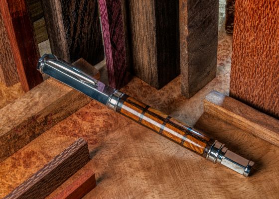 Le Sizain in square burl segmented roller ball