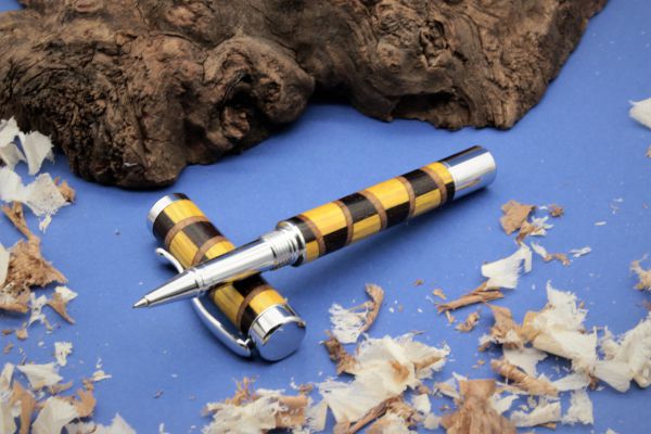 Contemporary Harlequin Segmented Wood Roller Pen