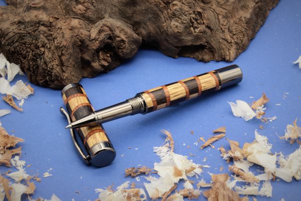 Contemporary Harlequin Segmented Wood Roller Pen